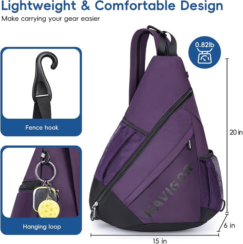 KAVIGOR 2025 Pickleball Sling Bag, Convertible Ultra-Light Backpack with Skin-Soft Fabric & Wet/Dry Pocket, Fits 4 Paddles + Gear - Image 5